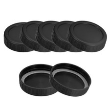 Mason Jar Lids, 10pcs Regular Mouth Storage Lids with 10 Silicone Ring (Black)