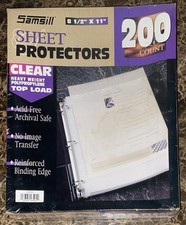 SAMSILL 8.5 x 11 Sheet Protectors 200 Pack 3 Ring Clear HEAVY Weight NEW