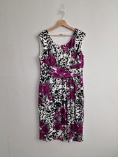 Precis Petite Size 16 Party Evening Stretch Floral Black White Purple