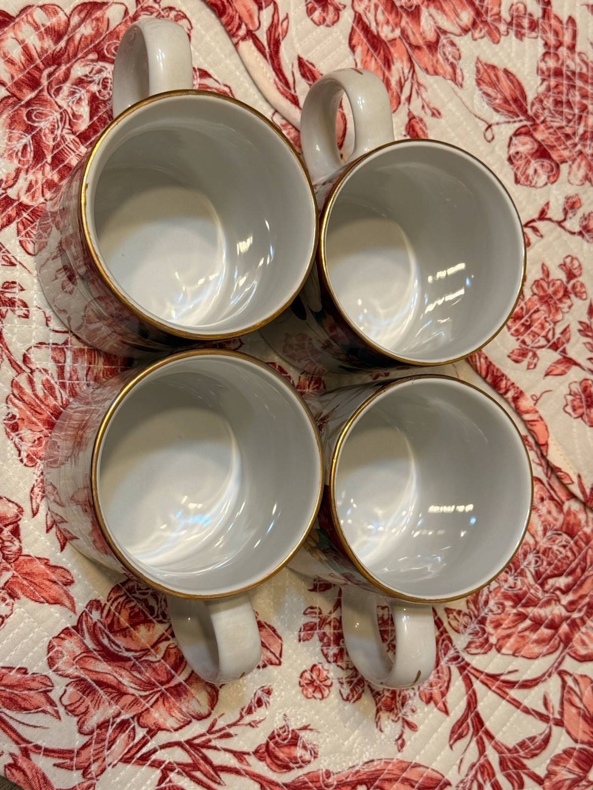 TIENSHAN Fine China Magnolia 4pc Coffee Mugs 14oz Excellent Condition