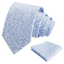 Mens 3.15 Inch Light Color Rustic Tie With Flower Printed Handkerchief Set