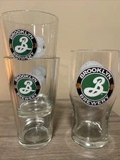 Brooklyn Brewery Pint Glass 16 oz Tulip Barware - Set of 3