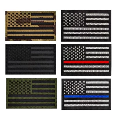GAUGEUSA IR Infrared American Flag Patch 3x2" Nylon Reflective Tactical Hook Loop Emblem