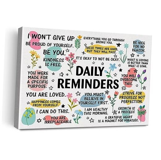 Inspirational Daily Reminders Poster Canvas Wall Art for Office Home Decor -