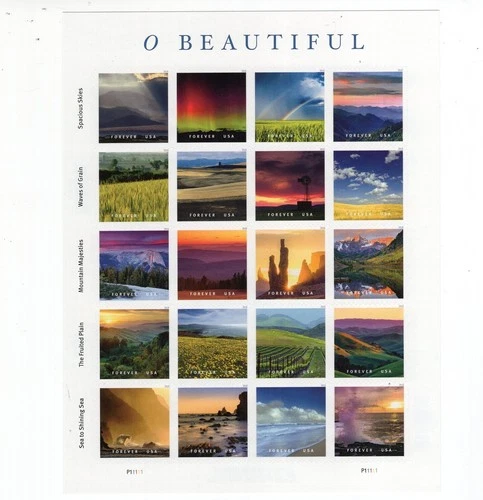2018 Forever O Beautiful full Sheet of 20, Scott #5298, Mint NH