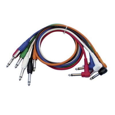 DAP-Audio - Patch Kabel JackMono 60cm, mit 1 abgewinkelten Stecker, Set mit 6 Fa
