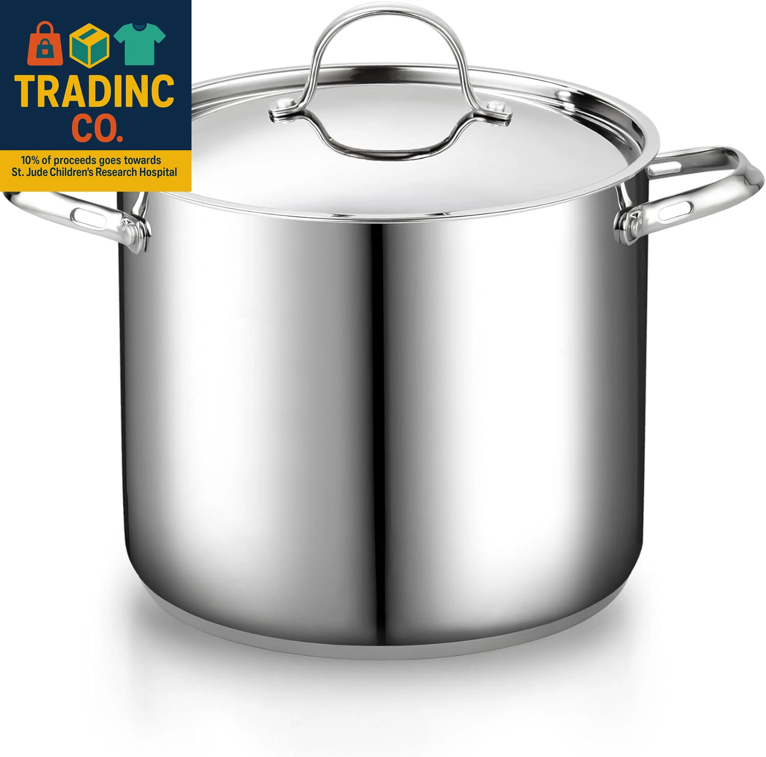 18/10 Stainless Steel Stockpot 12-Quart, Classic Deep Cooking Pot Canning Cookwa