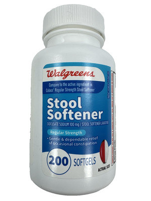 Laxative Stool Softener Docusate Sodium 200ct Gentle Softgels 100 mg - Walgreens