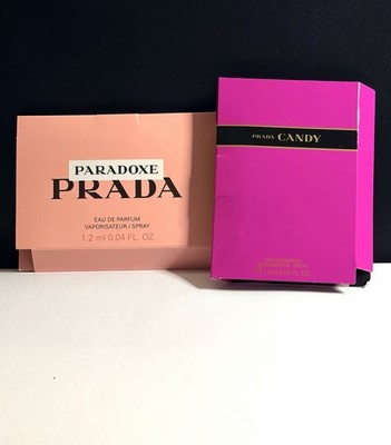 2pc PRADA Candy & PRADA Paradoxe Parfum Sample Spray Vials 1.2 ml Each NEW