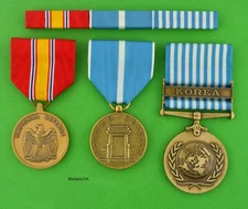 Korean War Service 3 Medal Set Ribbons Army, Navy, Air Force, Marine Corps Korea