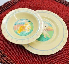 VTG 1984 Hallmark Baby Heirloom Collection Plate & Bowl Dish Set (C18)
