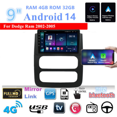 9'' Android 14 Radio GPS Navi 4+32G Für Dodge Ram 1500 2500 3500 2002-05 Carplay