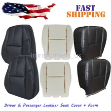 For 07-14 Chevy Silverado Driver + Passenger Seat Cover With Foam Cushion Black
