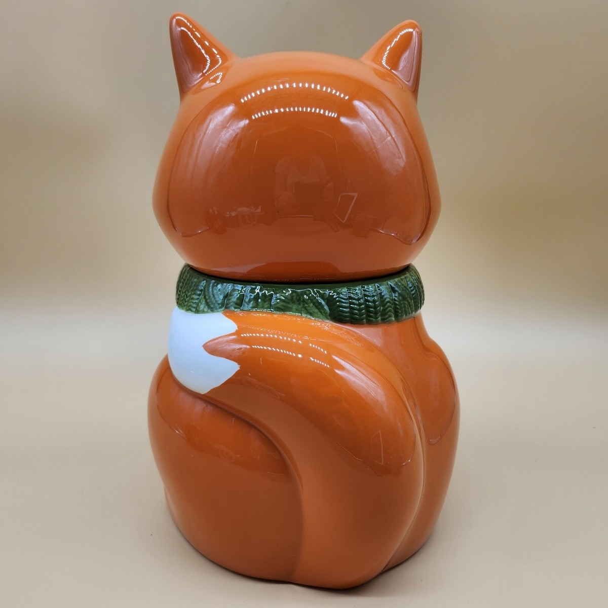 さくら‪ෆ‪.*・゜ Cheryl's Ceramic Green Scarf Orange Sitting Fox Cookie Jar