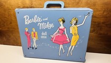Vintage 1963 Barbie And Midge Doll Case Blue Vinyl Wardrobe