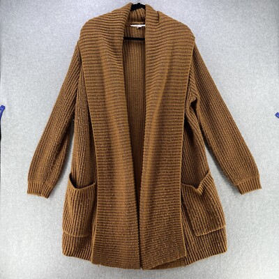 O'Neil Womens Cardigan Knitted Sweater Medium M Open Front Brown Outdoor 