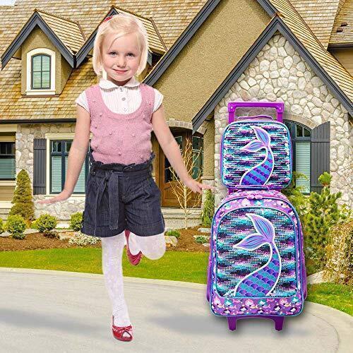 Girls Rolling Backpack Sequin Rolling Backpacks with Wheels for Girls for