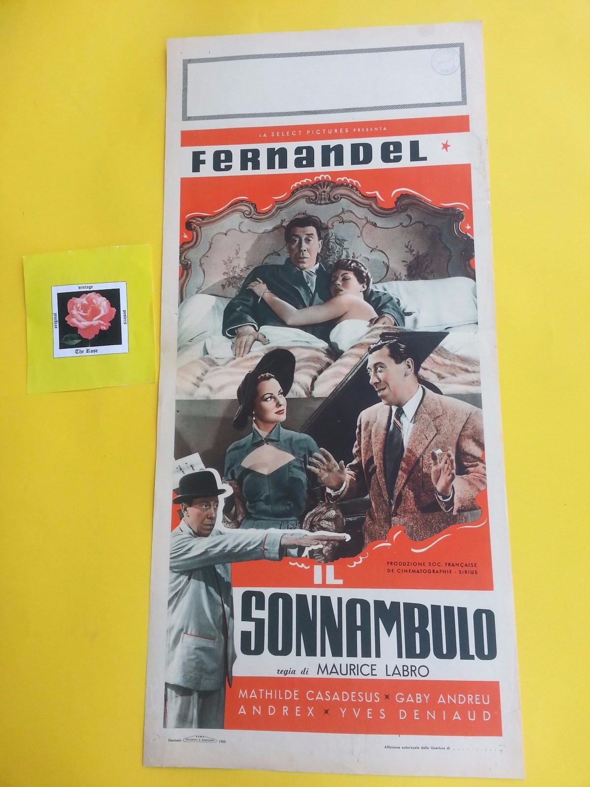 Locandina originale film Il sonnambulo (1951) - Regia di Maurice Labro