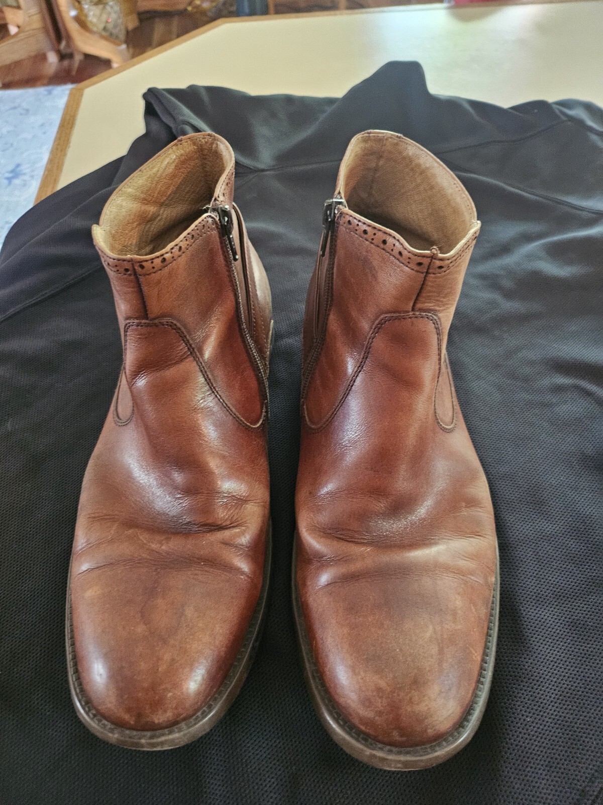 Johnston & Murphy Mens Brown Leather Chelsea Boots Size 9 Ankle Height