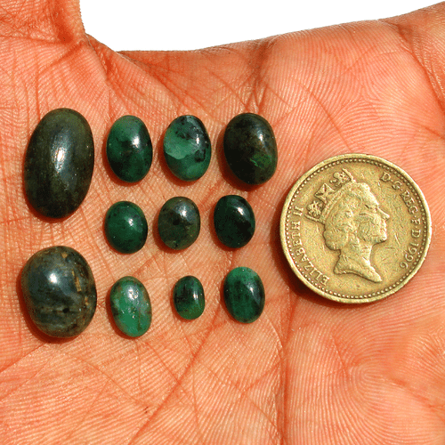 11 Pcs Natural Zambian Emerald Untreated 6.6mm-17mm Cabochon Loose Gemstones Lot - Picture 2 of 17