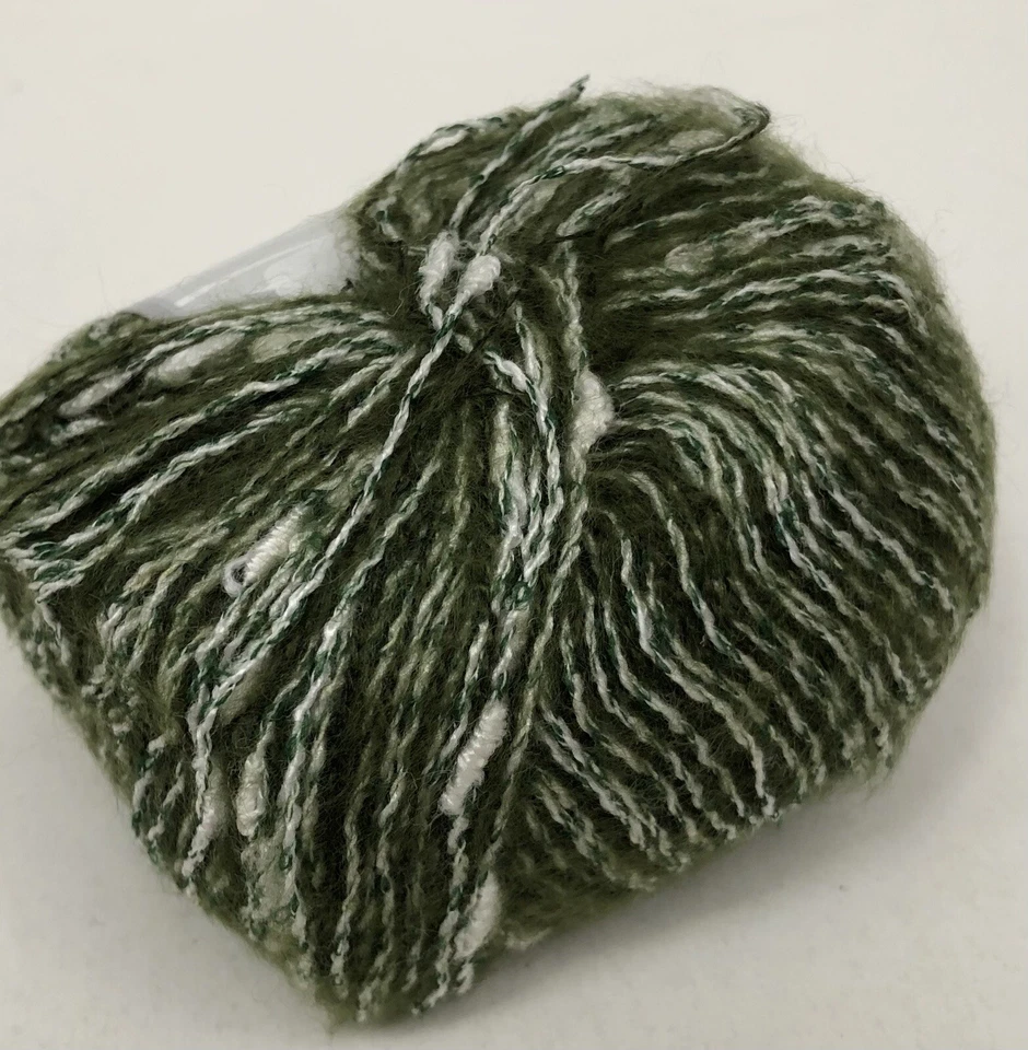 Lot of 8 New Balls Of Ice Yarns Shrimp Kid Mohair Green White #11627 Fine Sport - Image 3 of 4