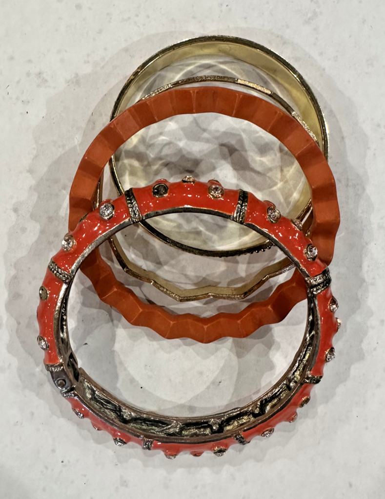 Stackable Fall Pumpkin Orange Red Enamel Rhinesto… - image 2