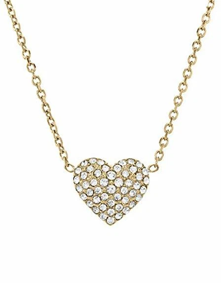 COLLANA CIONDOLO MICHAEL KORS CATENA TONO ORO + CUORE PAVIMENTAZIONE CRISTALLO MKJ3037