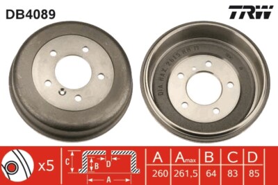 TRW DB4089 Brake Drum for Mercedes-Benz, Puch