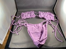 Women's Medium 2 Piece String Bikini Swimsuit Purple Swimwear Summer Adjustable