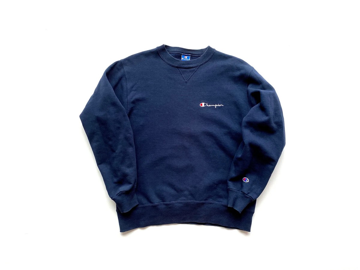 90s 1990s Vintage Champion Reverse Weave Navy Sweatshirt Parka