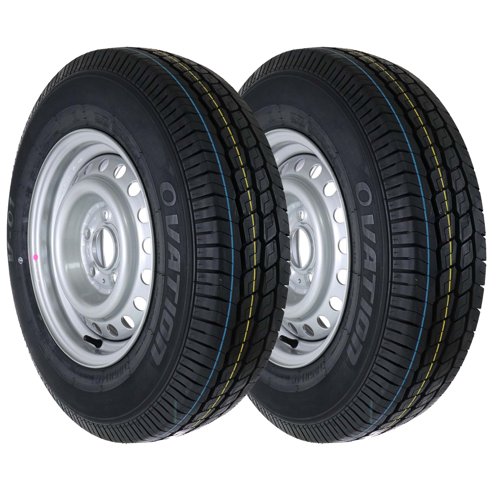 2x Komplettrad Anhänger 185R14C 104/102N M+S Reifen Felge 5x112 5 