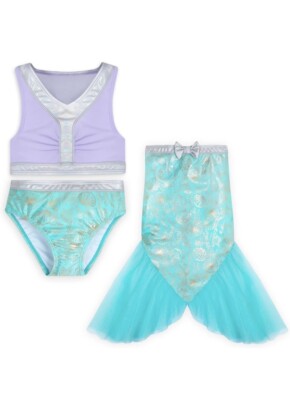 Disney Ariel Girls Swimsuit Set 3 Piece Size 2