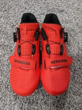 BETOOSEN  Red Bike Cycling Shoes Mens SPEED Cleat + Clip 36