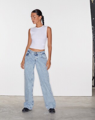 Motel Rocks Low Rise Parallel Jeans, Light Blue 80s Wash
