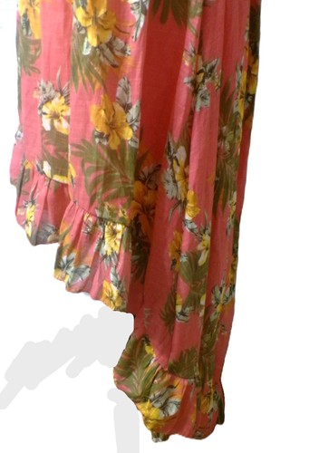 Strapless Maxi Tube Dress 2X 18-20 Hi-Low Tiered Tropical Floral Cottage Core - Picture 5 of 16