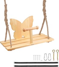 Swing Seat, Durable Hanging Swing Chair with 2 m Adjustable Hemp Rope & Backres