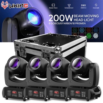 200W LED Moving Head Strahler DMX 8 Gobo18 Prisma Bühnenlicht DJ Scheinwerfer