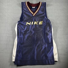 Vintage 90s Nike Basketball Jersey Tank Top Sleeveless Swoosh Sz L Blue White