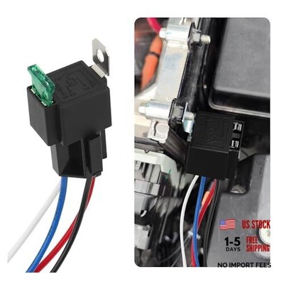 4Pin 12V Relay with 30A Fuse,SPST Normally Open Car Relay with 14 AWG 