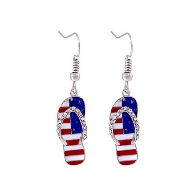 American Flag Earrings 4th of July Patriotic Earrings Slippers Star Flowers - 01