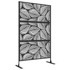 Image of Outsunny 6.5FT Metal Outdoor Privacy Screen Panel w/ Stand, Black