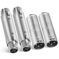 XLR Adapter 4 Pack - 2 Male to Male and 2 Female to Female XLR Connectors, Ge...
