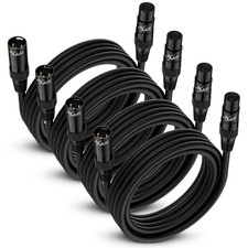 XLR Microphone Cable 10FT 4 Pack, Gold-Plated 3 Pin XLR Male to Female Balanc...