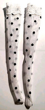 1 PAIR WHITE BLACK POLKA DOTS STOCKING FOR 16