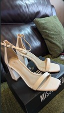 Misguided High Heel Block Barely There Sandals Size Uk 5 White