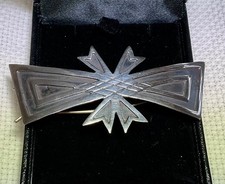 Signed Vintage Mexico Silver 925 Barrette Clip Hair Art Deco Geometric Simetric