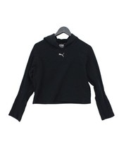 Puma Women's Hoodie UK 8 Black Cotton with Polyester, Elastane Pullover