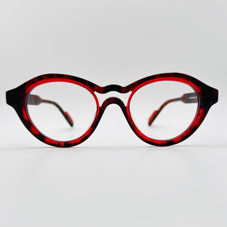 THEO Gafas Damas Ovaladas Rojo Extravagante Tiramisú 3 Bélgica Nuevo Foto 3 de 4