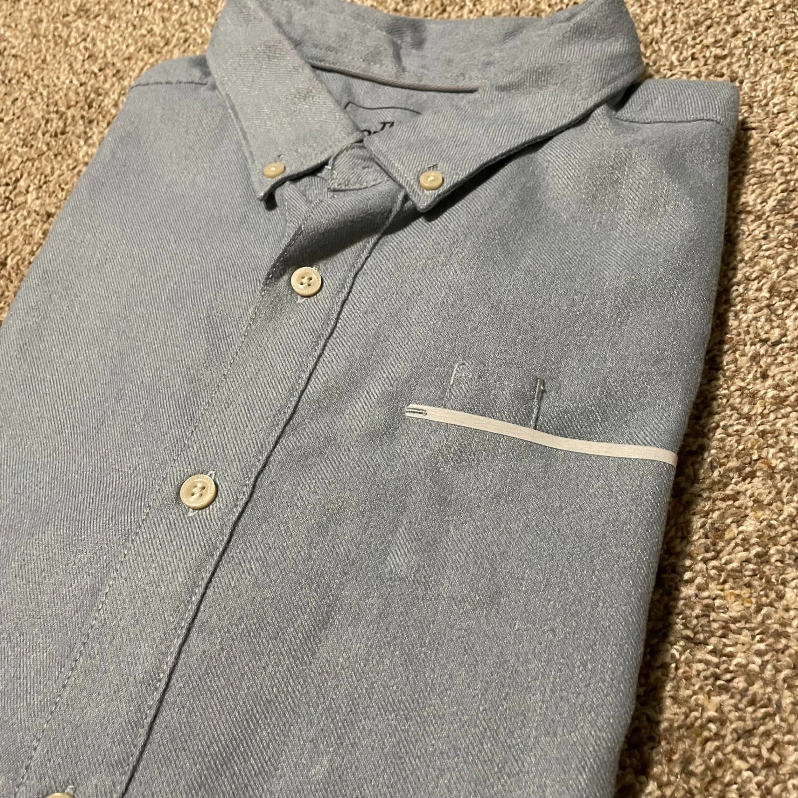 The North Face Mens L G Light Blue Long Sleeve Button Up Shirt Sweat protection