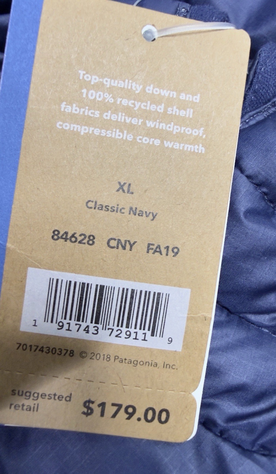 New $179 Patagonia Down Sweater Vest Women’s XL Navy Blue  Collar Company Logo thumbnail 5